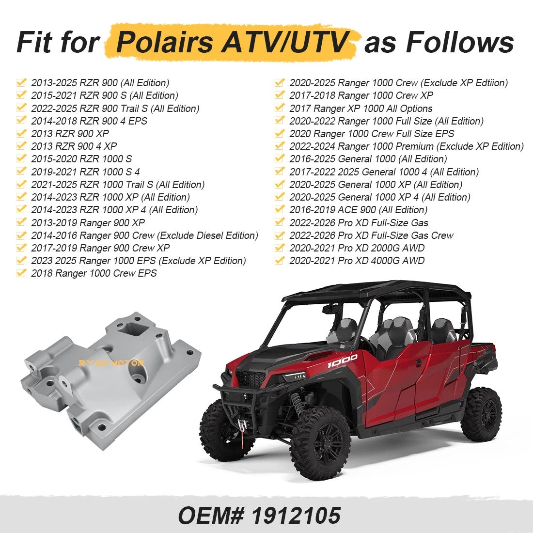 Transmission Joint Bracket Mount for Polaris RZR 900 1000 XP (2013–2025)