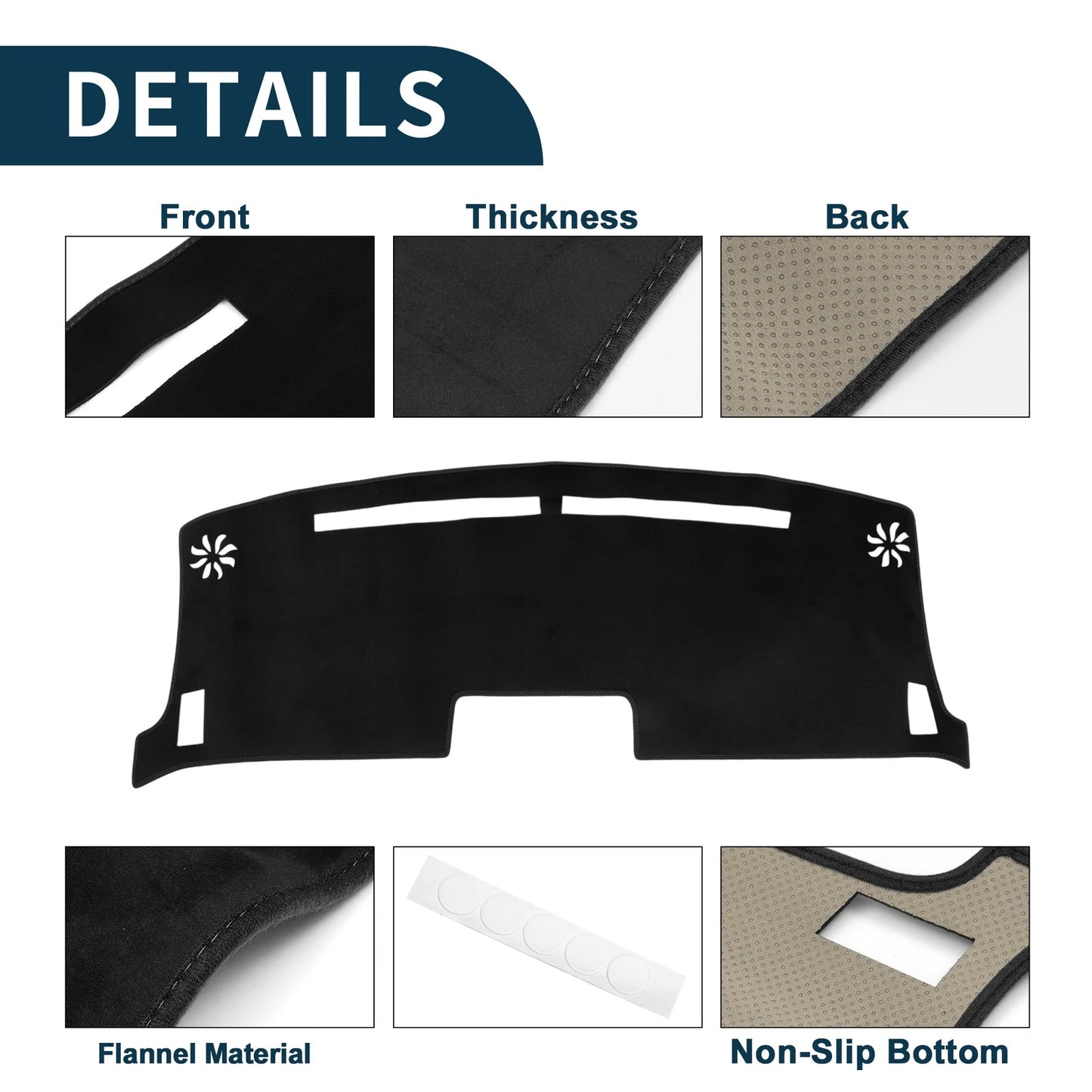 Dashboard Cover Mat for Nissan Moco MG33S Sun Protector Black (2011-2016)