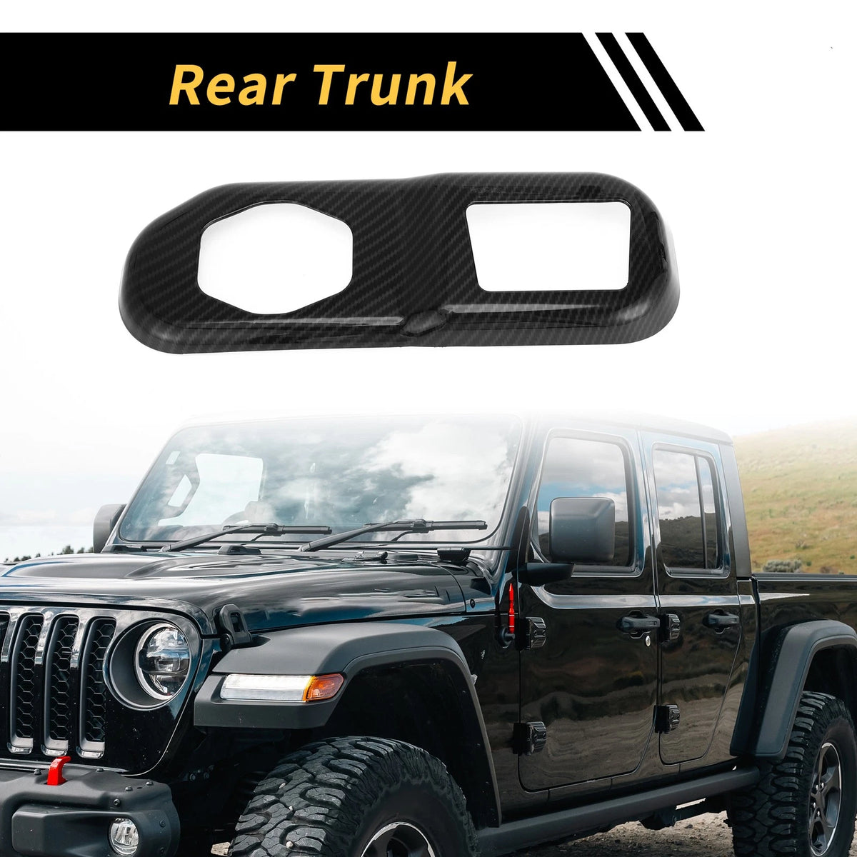 Rear Trunk Lock Panel Cover for Jeep Wrangler JL JLU (2018-2024) Carbon Fiber Black