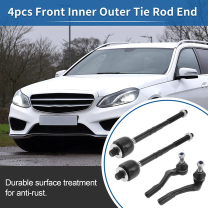 4pcs Front Inner Outer Tie Rod Ends for Mercedes-Benz C55 (2005-2006)