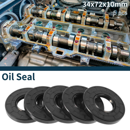 Oil Seal 34x72x10mm 5Pcs Rotary Shaft Seal NBR Rubber for Make Model