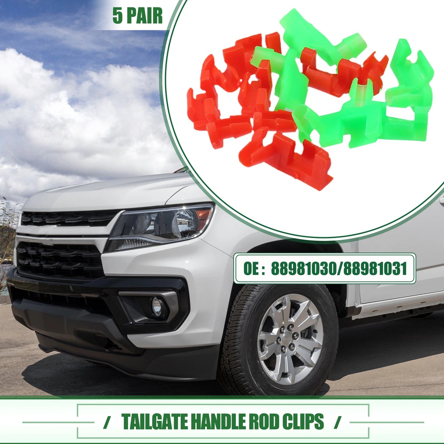 Tailgate Handle Rod Clips 5 x for Chevrolet Silverado (1999-2009)