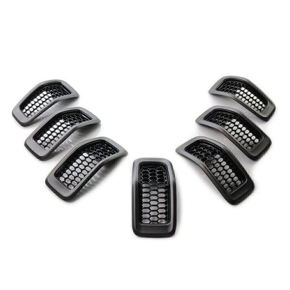 Honeycomb Front Grille Inserts for Jeep Cherokee 2014-2018 - Grey Cover Trim