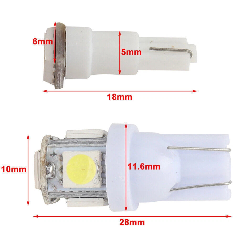 50pcs T5/T10 1-5050-SMD LED Car Lights Bulbs for Auto Interior Decoration