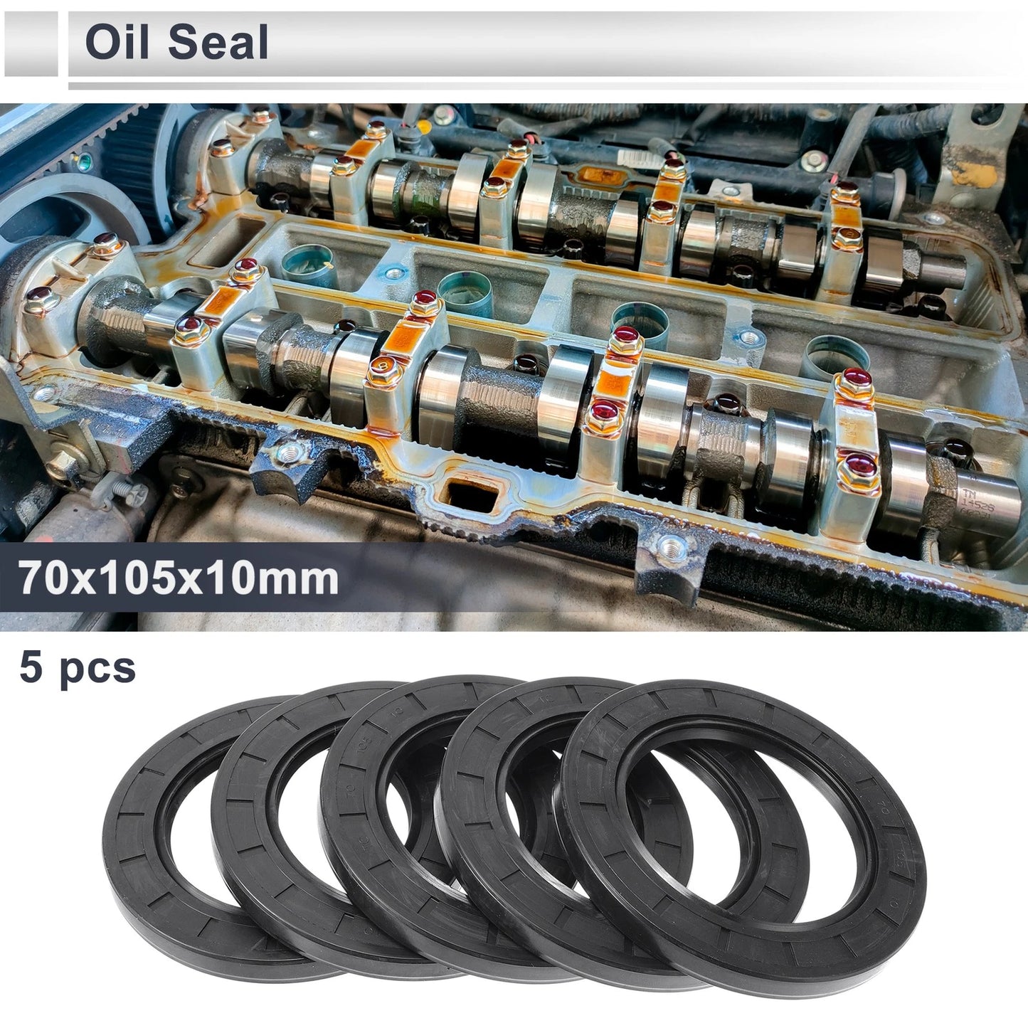 Oil Seal 70x105x10mm 5 Pcs Rotary Shaft Seal Nitrile Rubber for Make Model