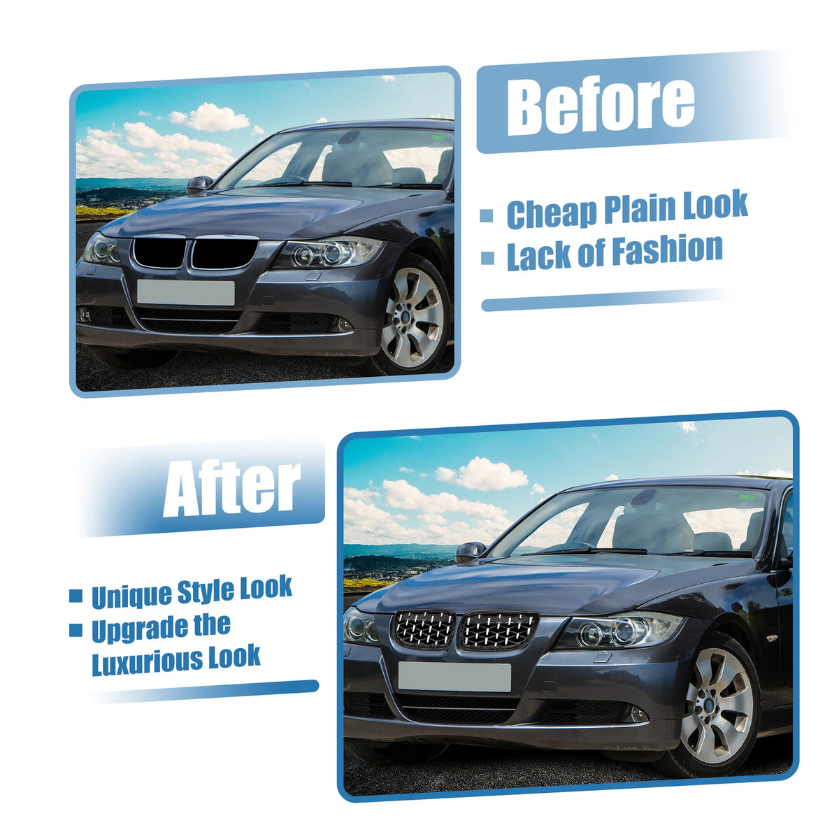 Front Hood Bumper Grille for BMW 335d 328i 335i xDrive (2007-2013) Pair
