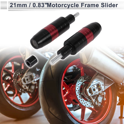 2 x 8mm Aluminum Alloy Motorcycle Slider Frame Red for Make Model