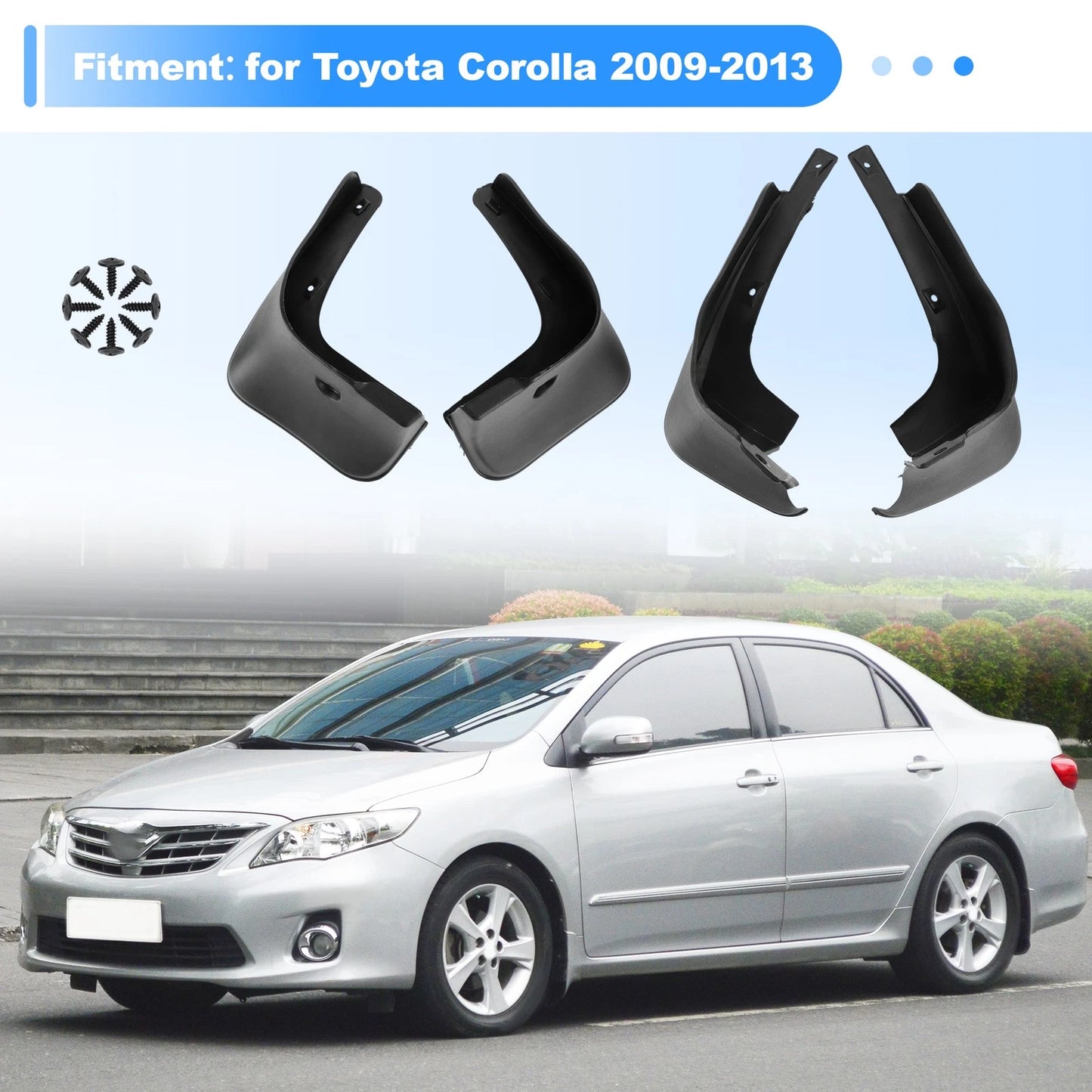 4Pcs Front & Rear Mud Flaps & Splash Guards for Toyota Corolla (2009–2013)