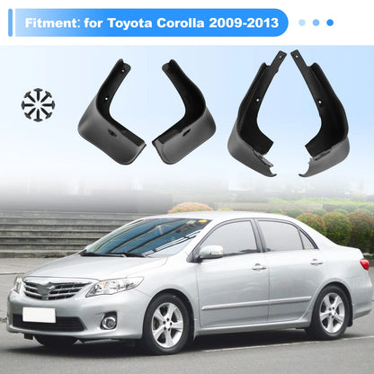 4Pcs Front & Rear Mud Flaps & Splash Guards for Toyota Corolla (2009–2013)