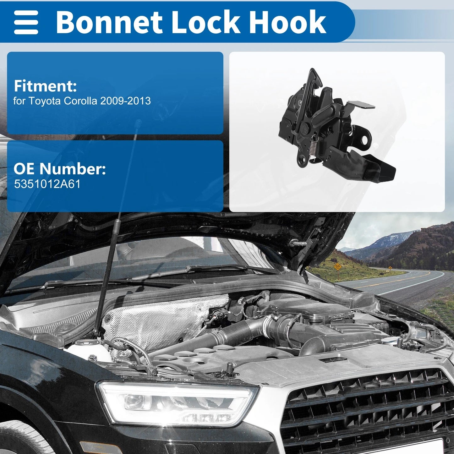 Bonnet Latch Assembly for Toyota Corolla (2009-2013) - 1 x Quality Replacement