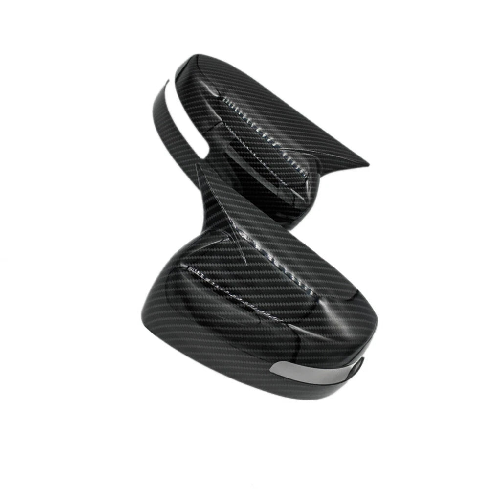 Black Carbon Fiber Side Mirror Covers for 2013-2016 Mitsubishi Lancer EVO