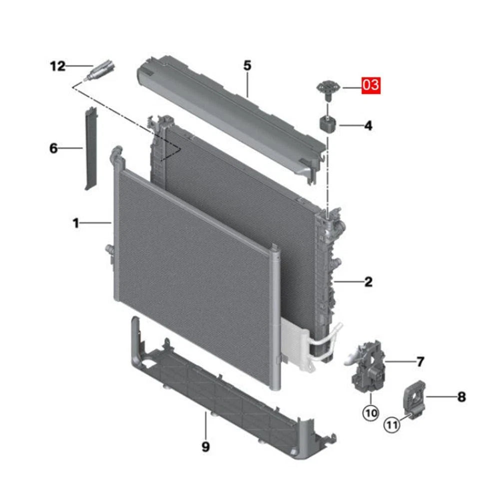 Clip / 2 x Coolant Radiator Fastening Element