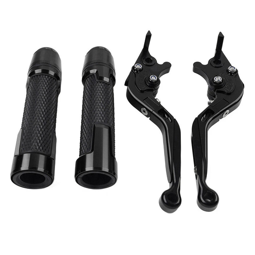 Black Extendable Brake Clutch Lever Grip Set for Kawasaki Ninja 650R (2006-2011)