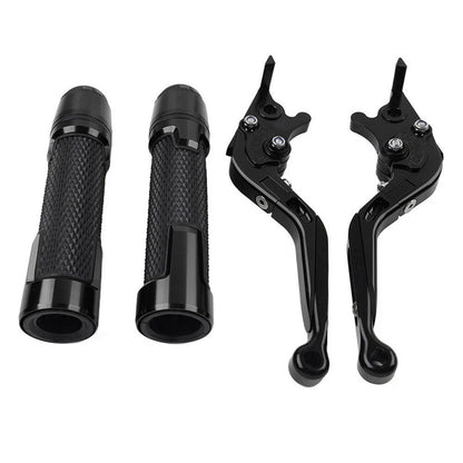 Black Extendable Brake Clutch Lever Grip Set for Kawasaki Ninja 650R (2006-2011)