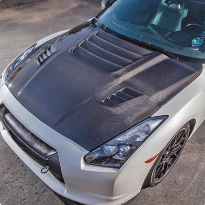 Real Carbon Fiber Hood Vent Bonnet Engine Cover For Nissan GTR 2009-2013