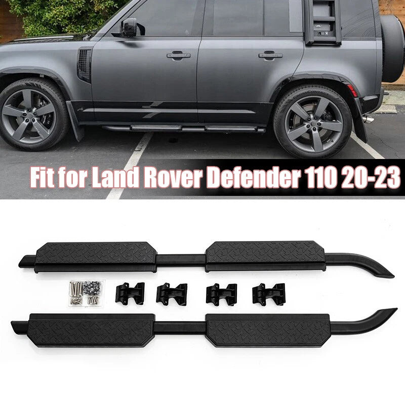 Black Running Board Side Steps for 2020-2024 Land Rover Defender 110 4-Door