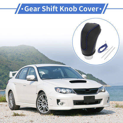 Black Blue Faux Leather Gear Shift Knob Cover for Subaru Impreza (2017-2023)