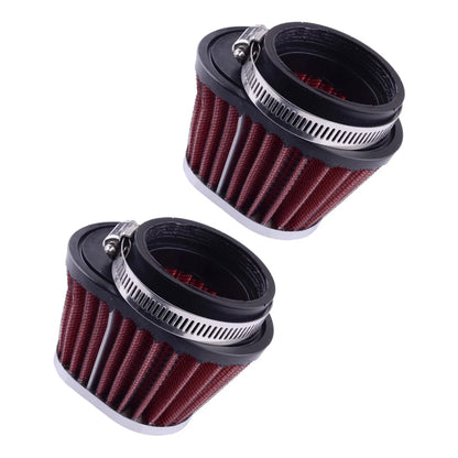 2 x 51mm Red Air Filter Cone for Car Motorcycle - Fits Various Models