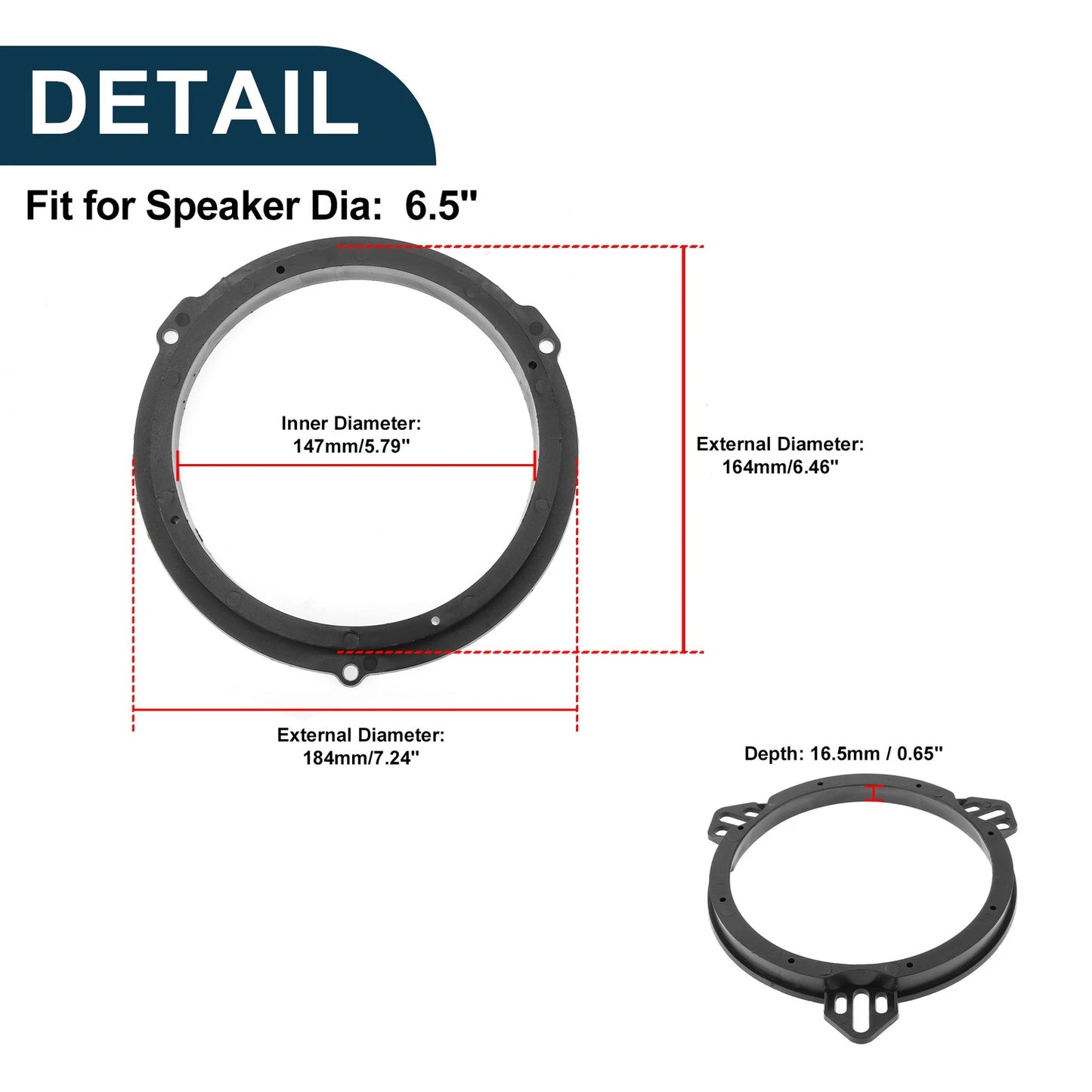 Speaker Spacer Ring Adapter for Ford Escape (2013-2022) - 2 x Tweeter Spacers