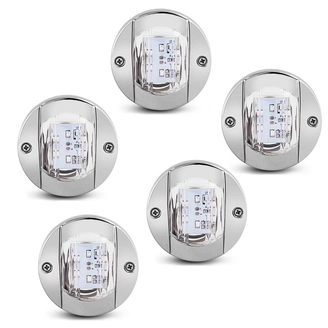 10 x Blue Round 12V Marine Boat Stern Light 6-LED for Pontoon (N/A)