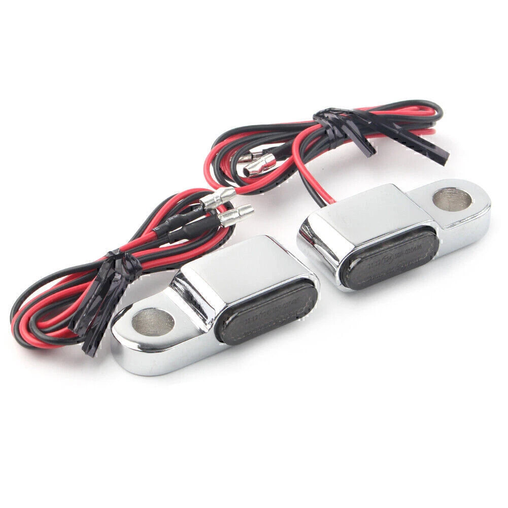 Mini Motorcycle LED Turn Signal Lights Amber Chrome