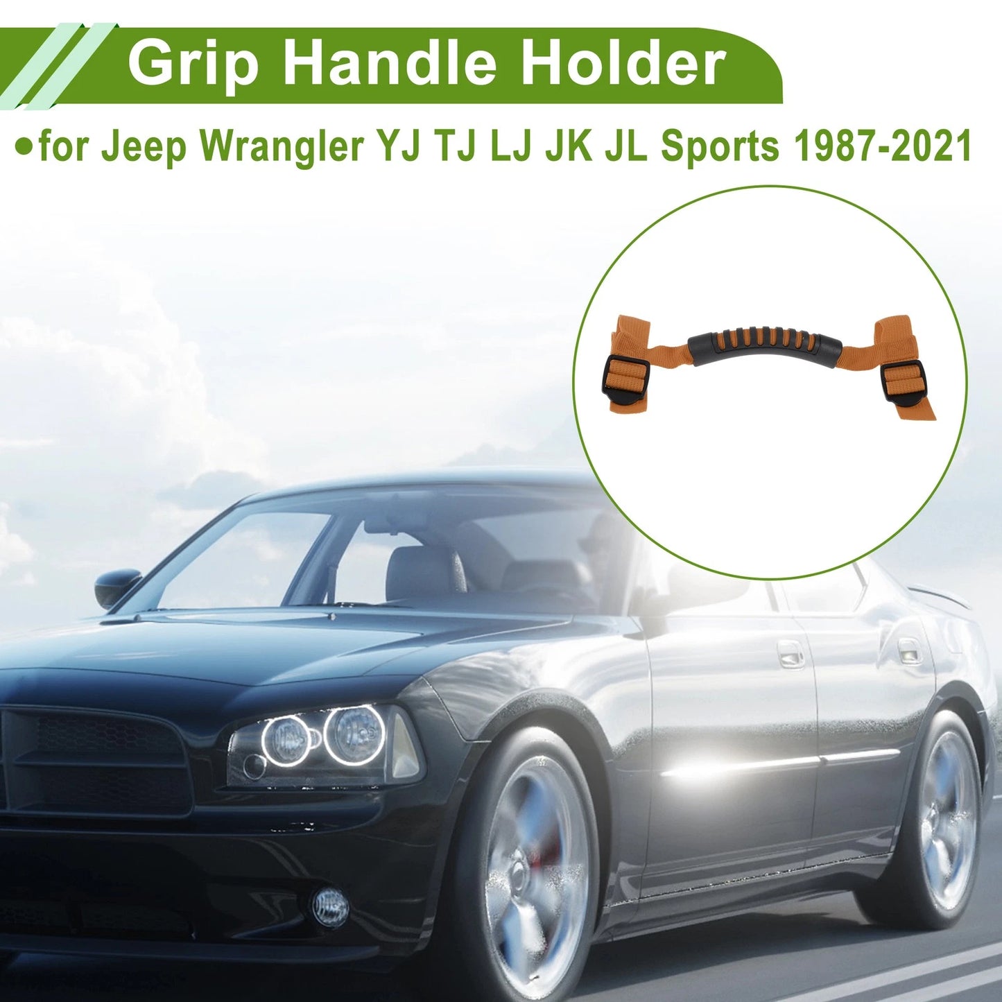 Orange Roll Bar Grab Handles for Jeep Wrangler (1987-2021)