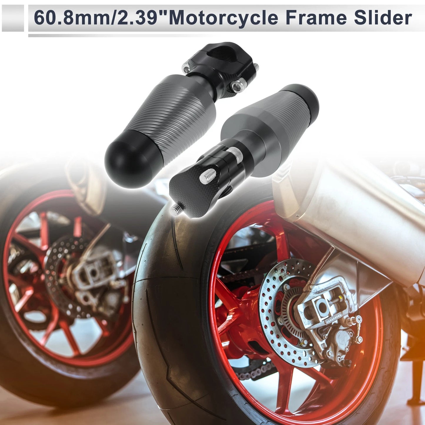 0.87–1.1" Aluminum Alloy Motorcycle Slider Frame 2 x Screws Titanium Tone for Motorcycle