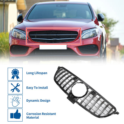 Front Upper Bumper Grille for Mercedes-Benz GLE 2015-2019 Chrome Silver Tone