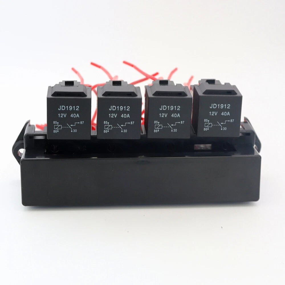 15-Way Blade Fuse Box & 4-Way 12V 40A Relay for Car Truck UTV