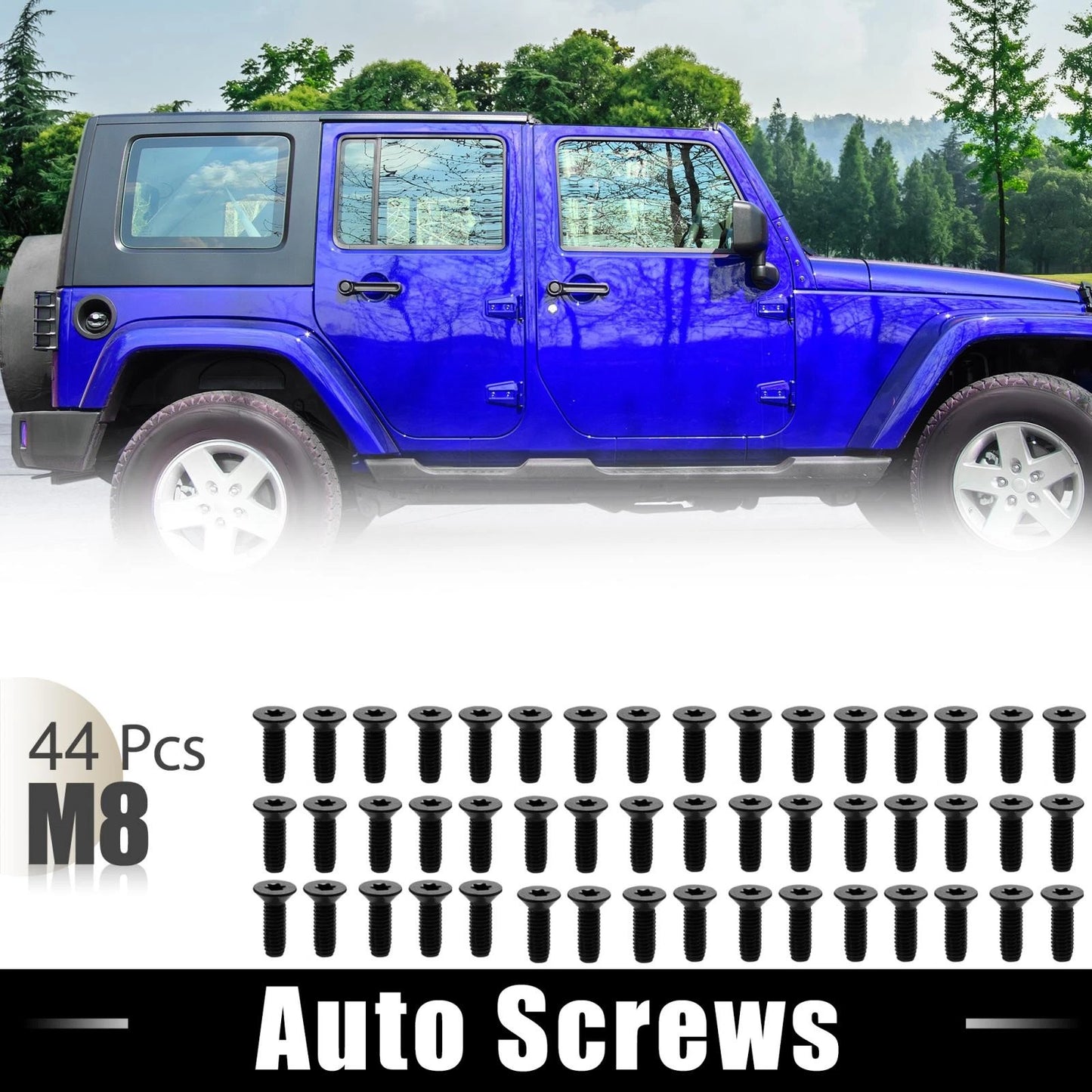 44pcs Auto Screws for Jeep Wrangler CJ7 YJ TJ Tailgate Door Bolts (1976-2006)