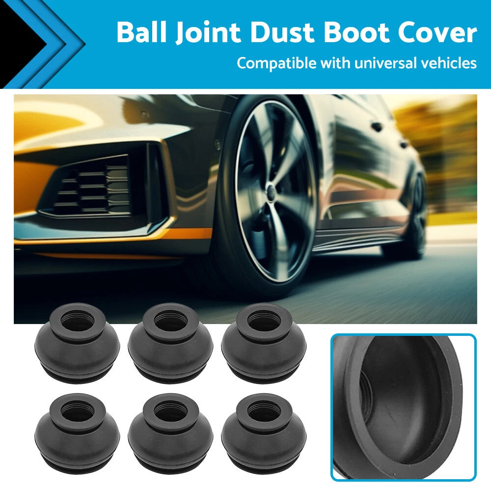 6PCS Black Rubber Ball Joint Dust Boot Covers for Universal Vehicles