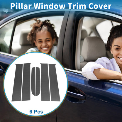 6 Pcs Door Pillar Window Trim for Ford Ranger Carbon Fiber Black