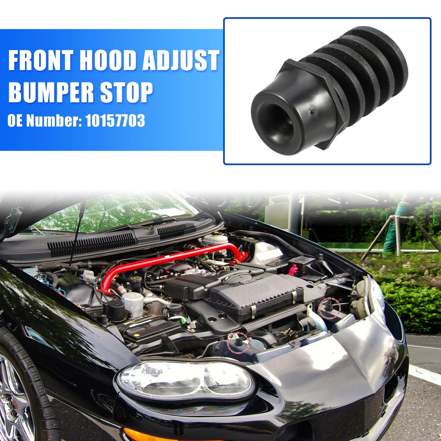 Front Hood Adjust Bumper Stop w/ Rubber Cap for Chevrolet Camaro