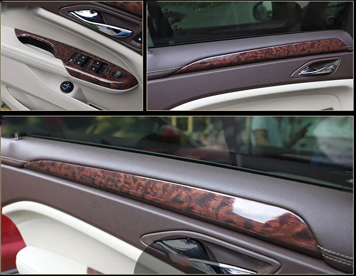 8pcs Wood-Grain Armrest Window Lift Switch Trim for Cadillac SRX (2010–2016)