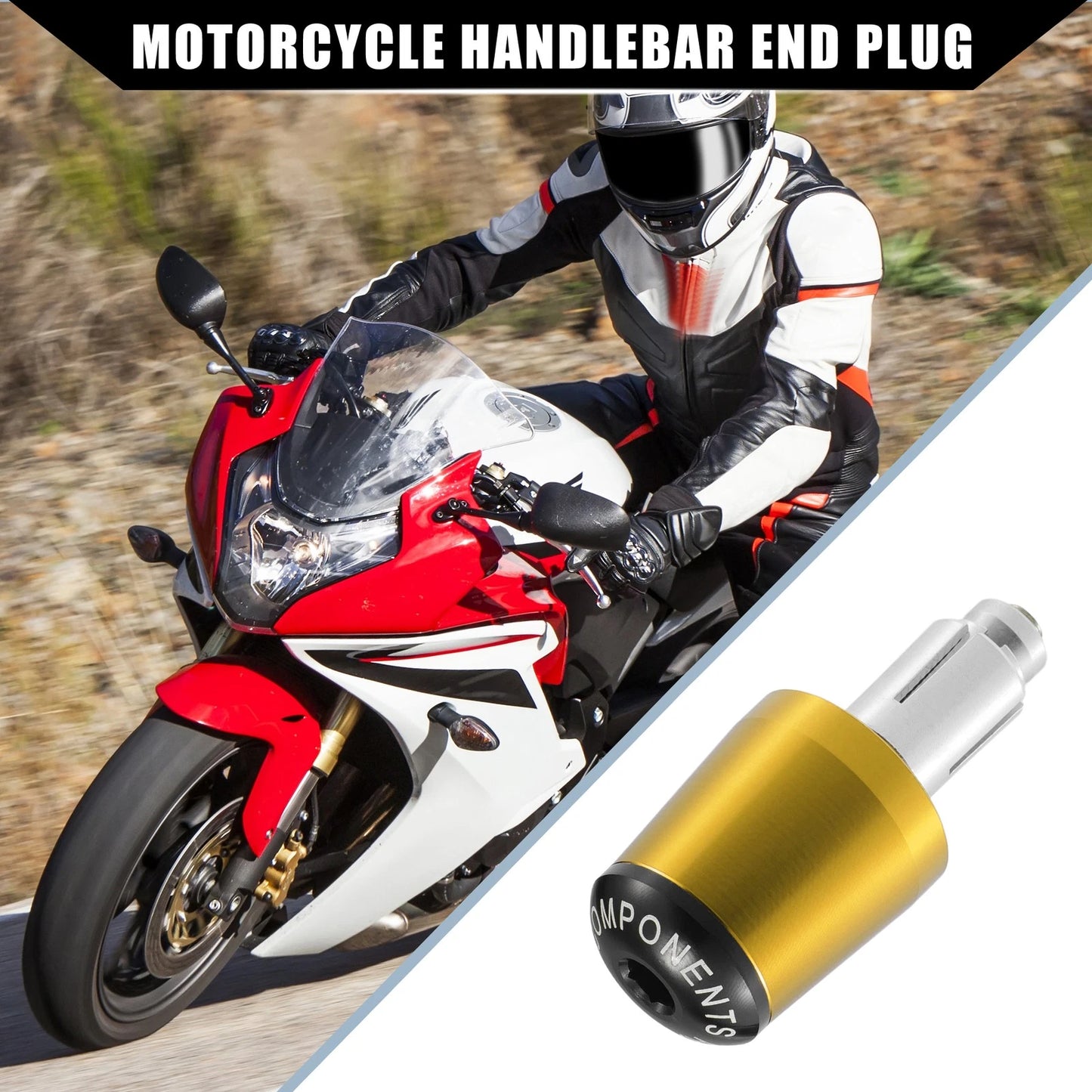 2 Pcs 7/8" 22mm Handlebar End Plug for Honda Gold Tone