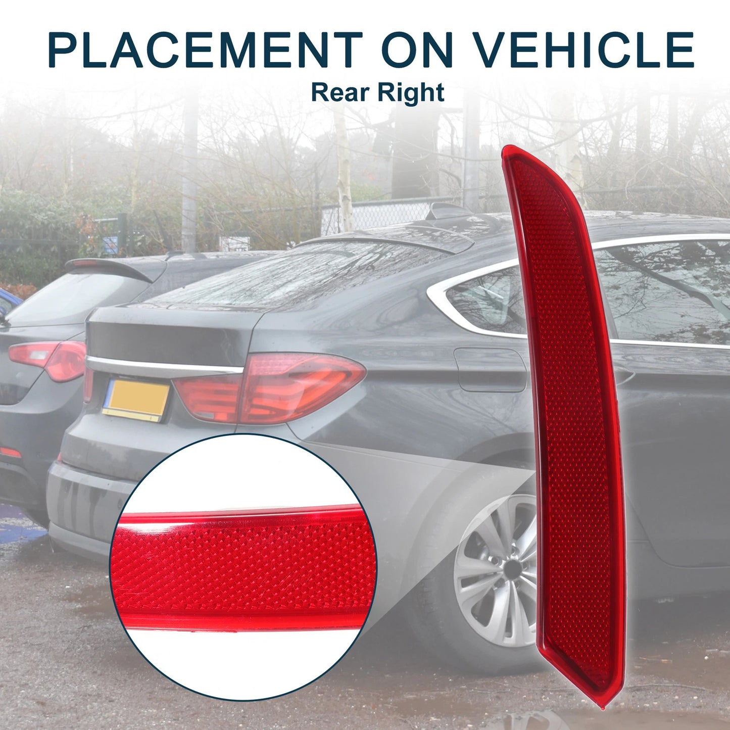 Rear Right Bumper Reflector for BMW 535i GT (2010-2013) Red