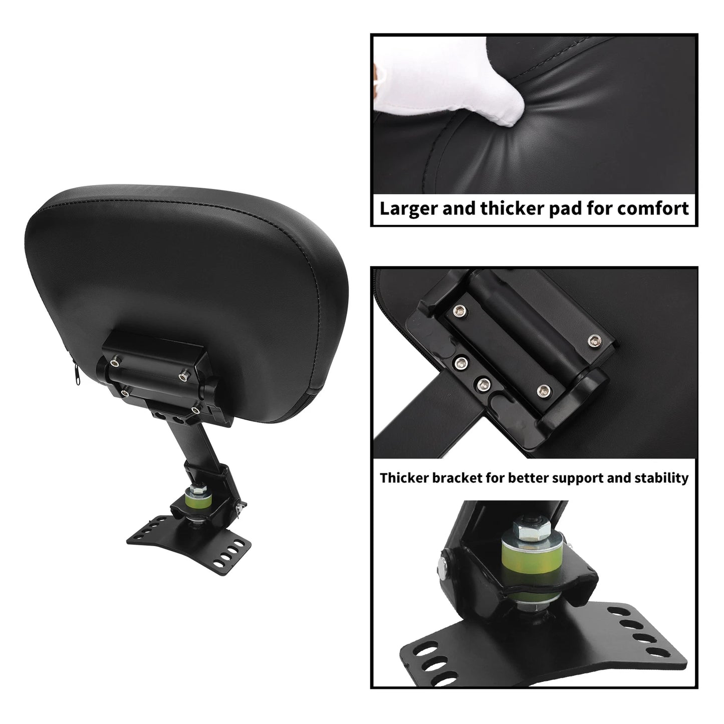 Black Plug-In Driver Backrest Pad for Harley Road Glide King (1997-2025)