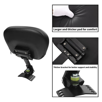 Black Plug-In Driver Backrest Pad for Harley Road Glide King (1997-2025)