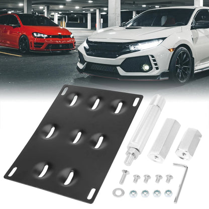 Front Bumper Tow Hook License Plate Bracket Holder Set for Toyota Yaris