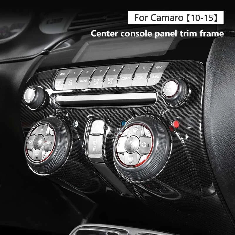 Real Carbon Fiber Console AC Radio Panel Cover Trim for Chevrolet Camaro 10-15