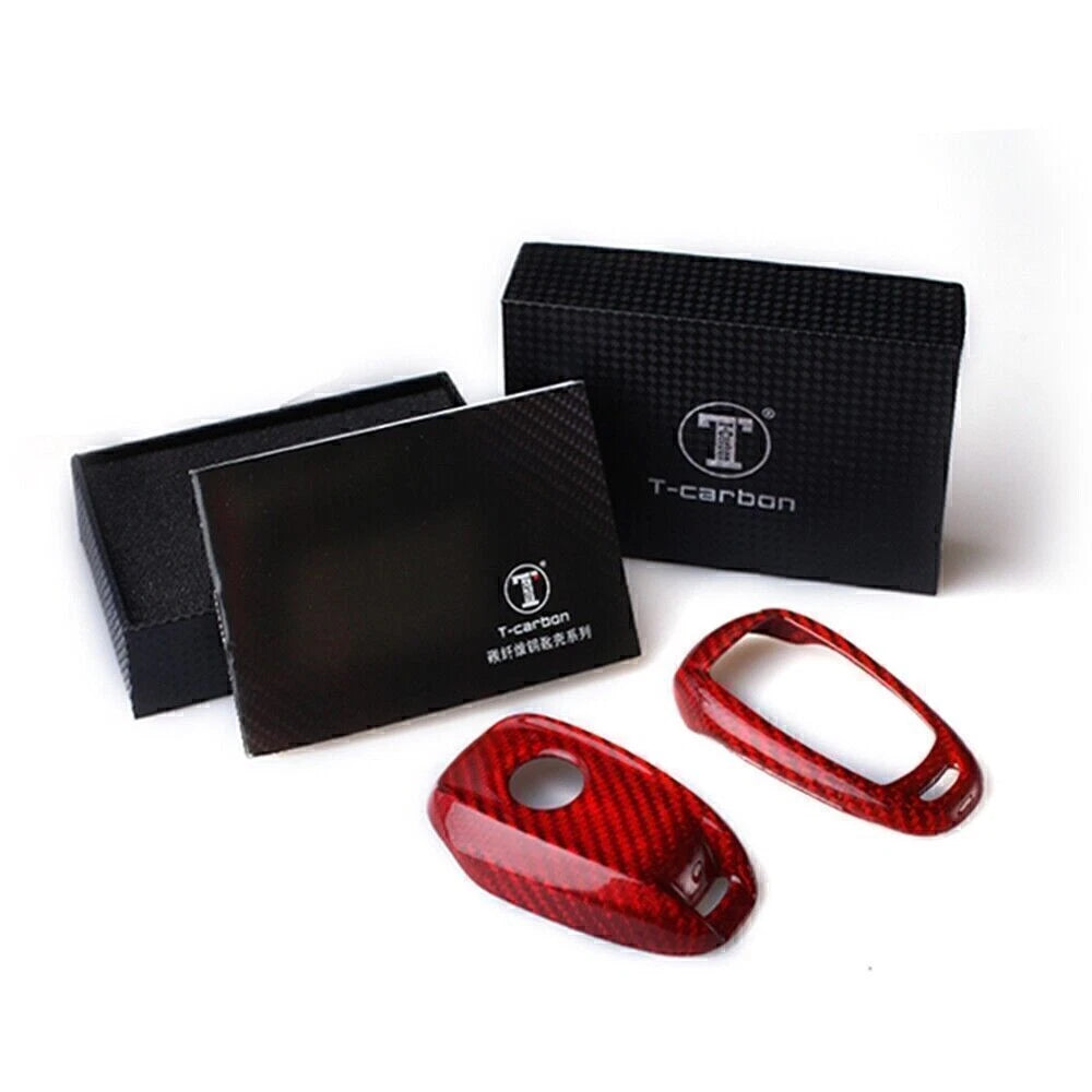 1x Red Carbon Fiber Key Fob Case for Alfa Romeo Giulia (2017-2023)