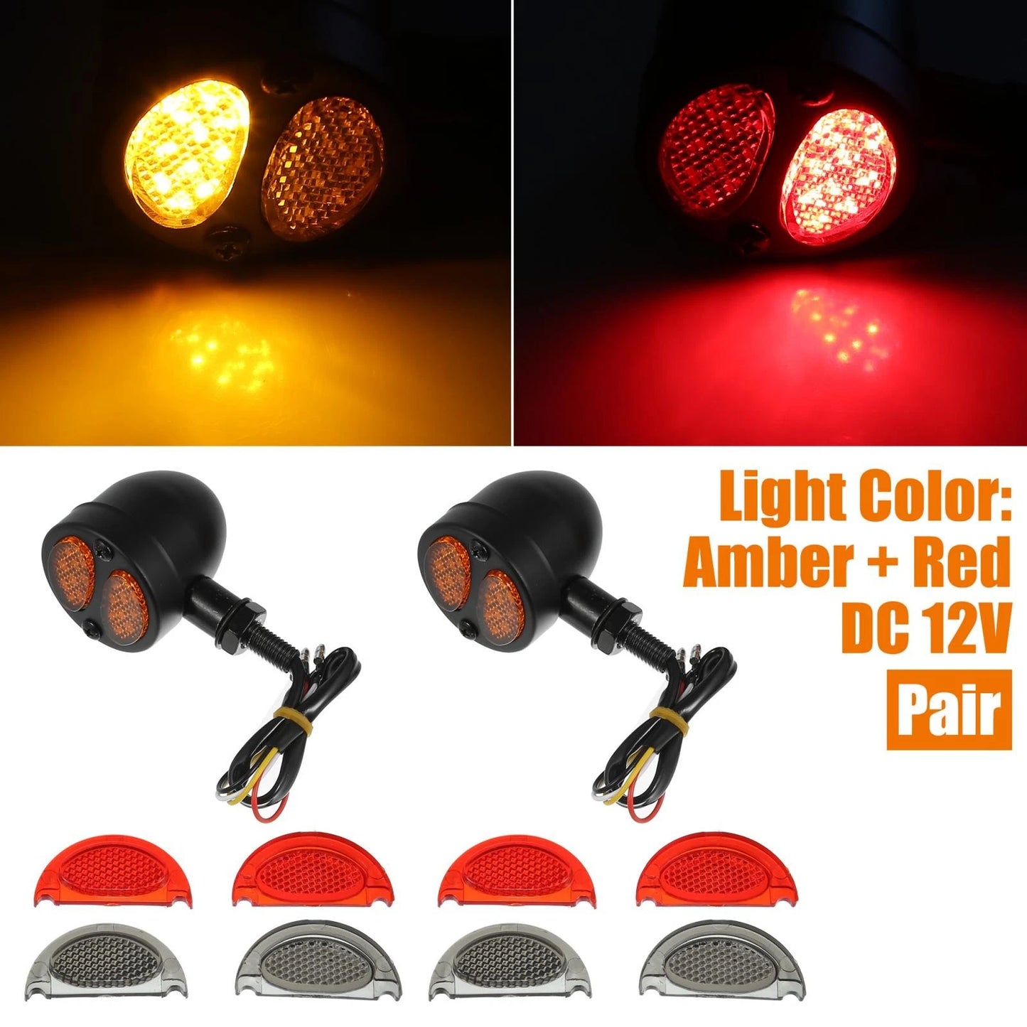 Pair / 2 x Motorcycle Turn Signal Light 4 Wire LED for Harley