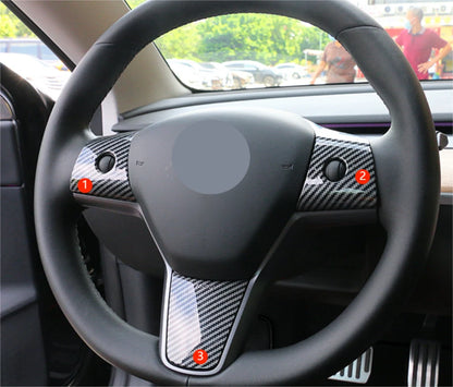 Steering Wheel Lid Frame Cover Trim for Tesla Model 3 (2018-2023) Carbon Fiber