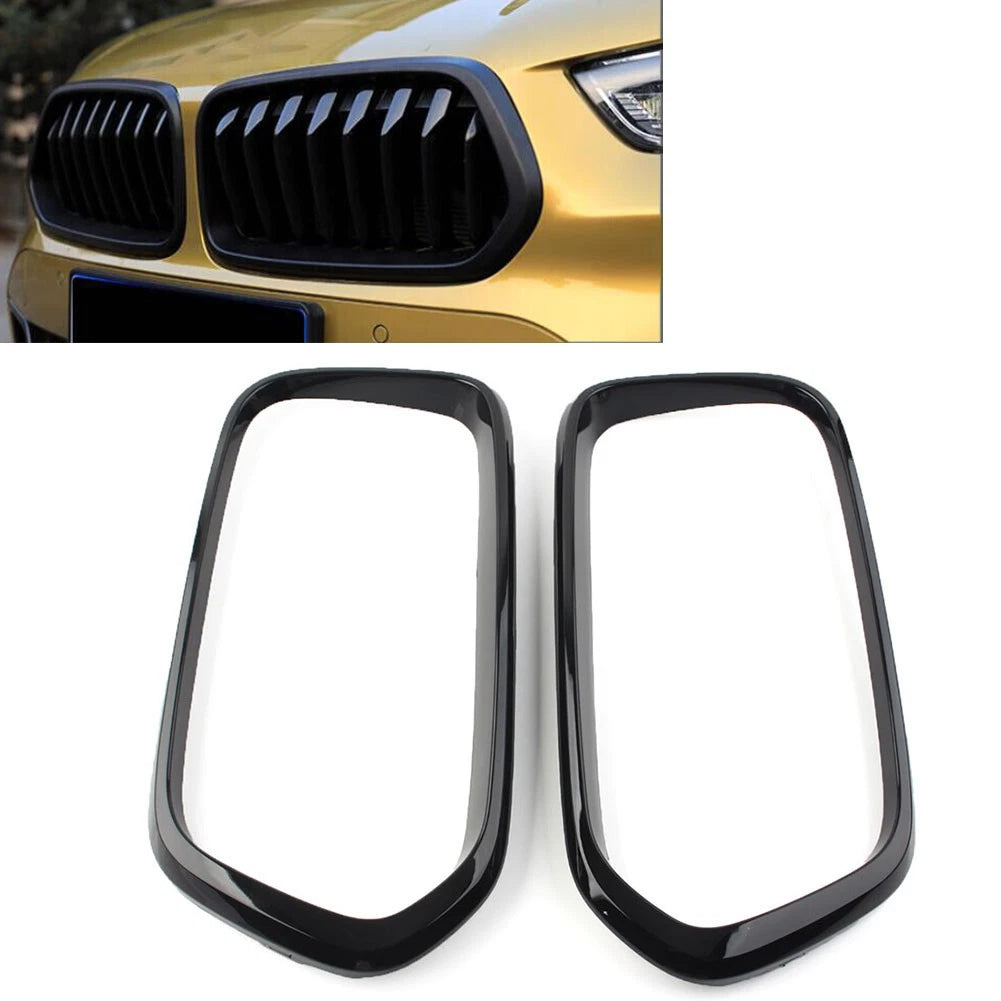 Black Front Bumper Grille Frame Cover Trim for BMW X2 F39 (2018-2021)