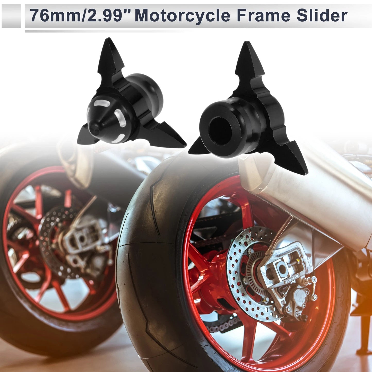 0.59" Aluminum Alloy Plastic Motorcycle Slider Frame 2 Pcs Black for Make Model