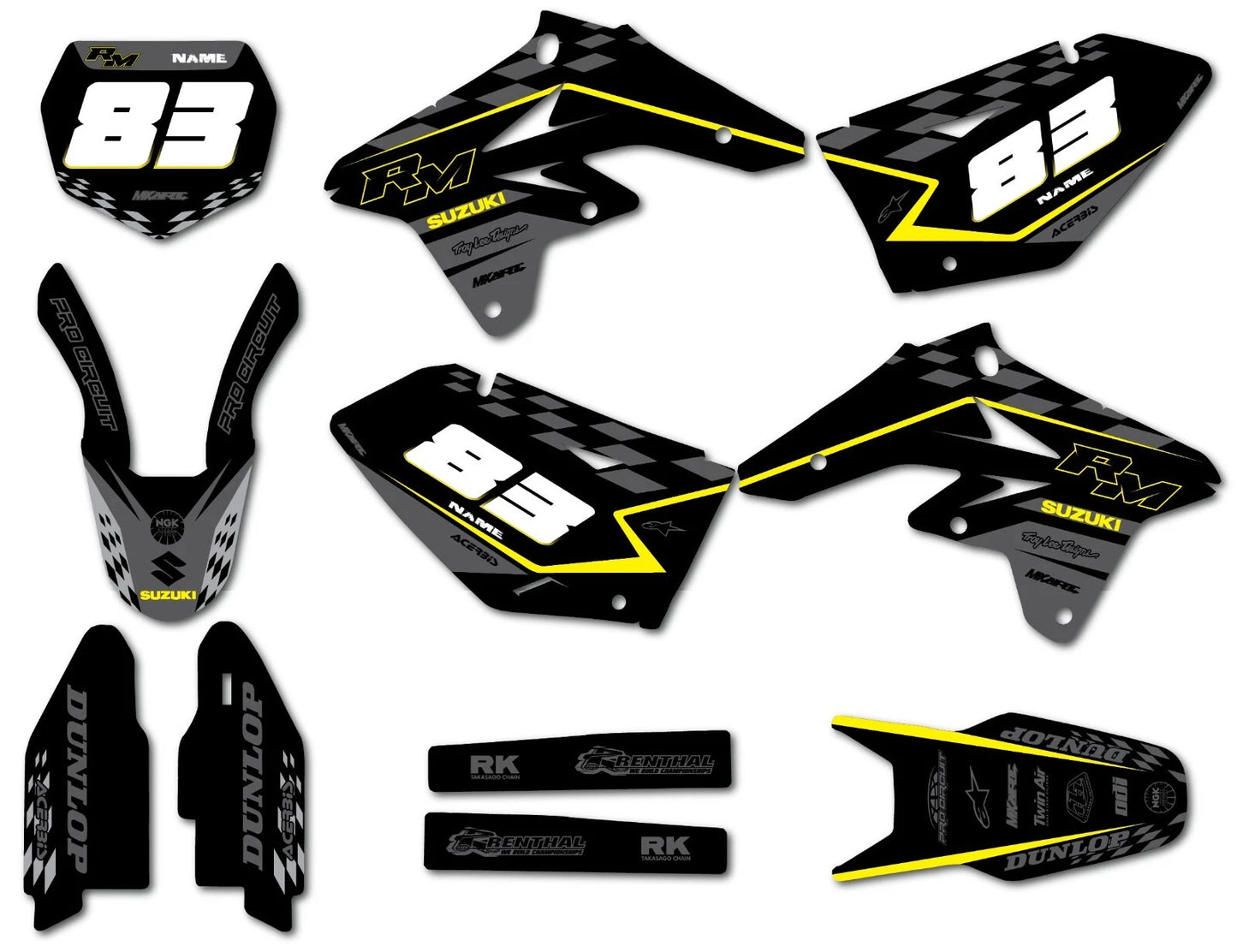 Granite Style Graphics Decals Sticker Kit for Suzuki RMZ 250 (2007-2009)