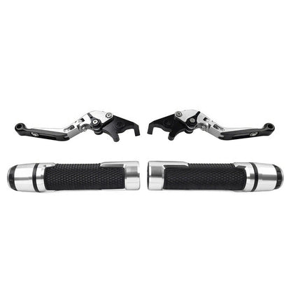Silver Extendable Brake Clutch Lever Grip Set for Yamaha YZF R3 MT-03 (2015-2023)