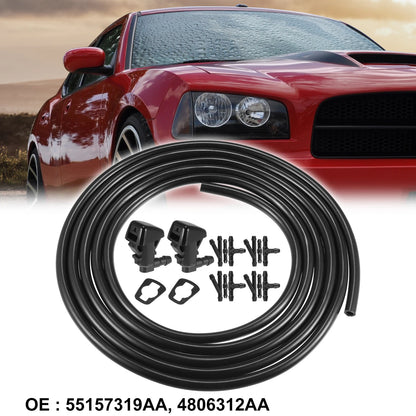 2 x Windshield Washer Nozzles & 2.5m Hose Kit for Dodge Liberty (2002-2007)