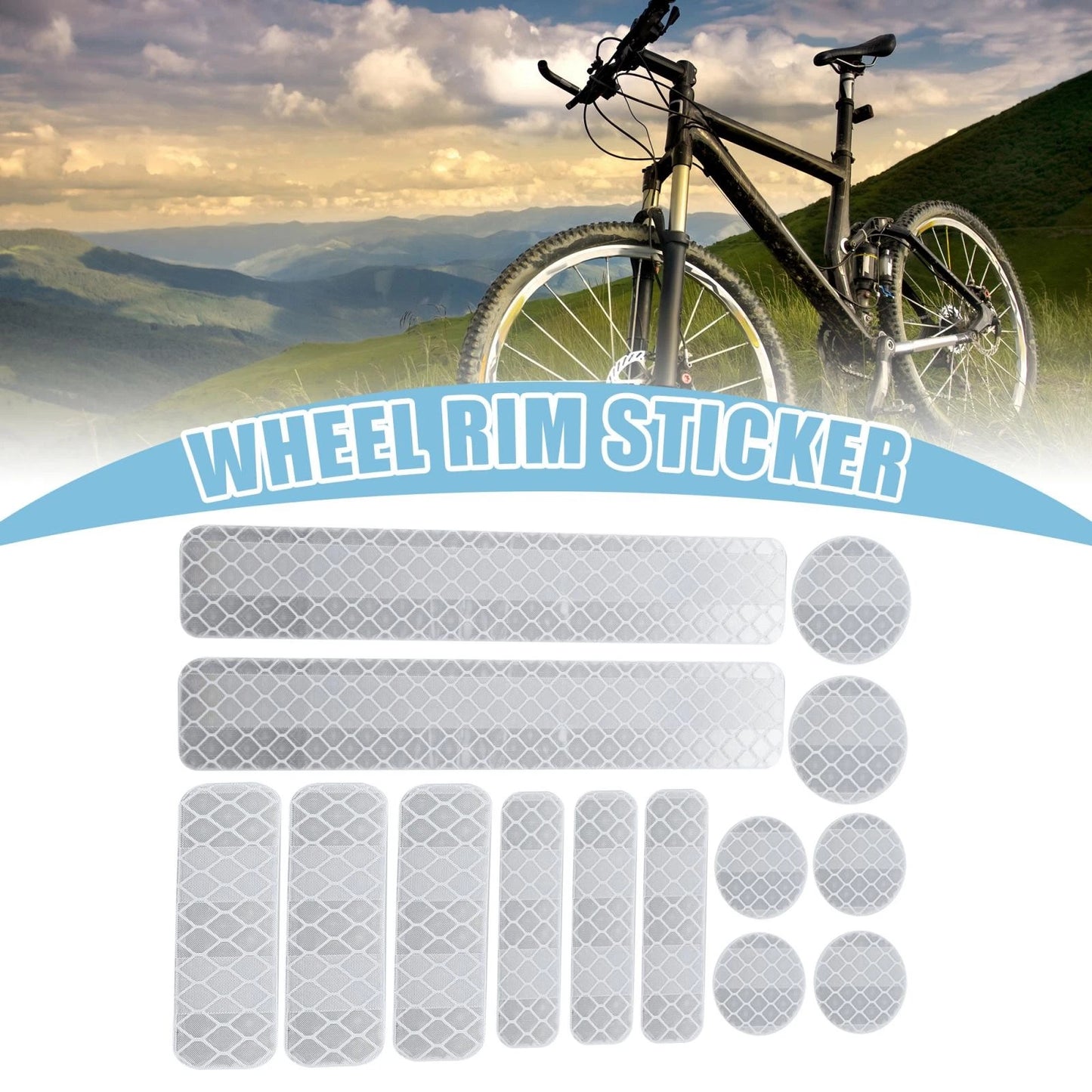 14pcs Reflective Stickers for Helmet Bicycle Motorcycle Car PET Silver Tone