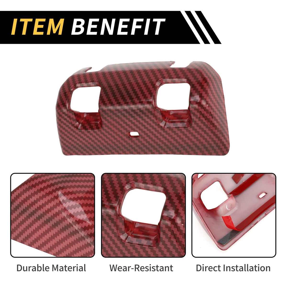 Rear Window Switch Panel Cover for Jeep Wrangler JL JLU (2018-2024) Carbon Fiber Red
